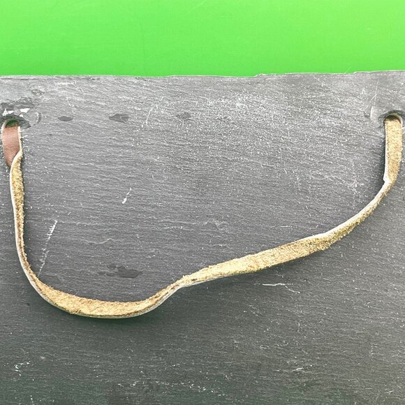 Rustic Moose Slate Wall Hanging Lodge Cabin Décor 12" Art Plaque Leather Strap - Picture 12 of 12